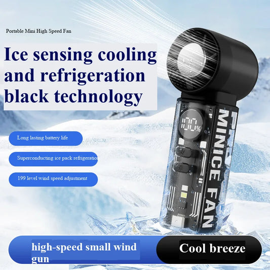 2026 new ice-cooling high-speed fan, semiconductor cooling handheld fan, portable mini pocket digital display small fan