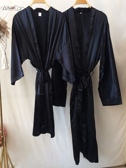 Customized Men's Bathrobe Silk Couple Set King and Queen Bath Robe Wifey and Hubby Robe Satin Valentine's Day Bathrobes Personal