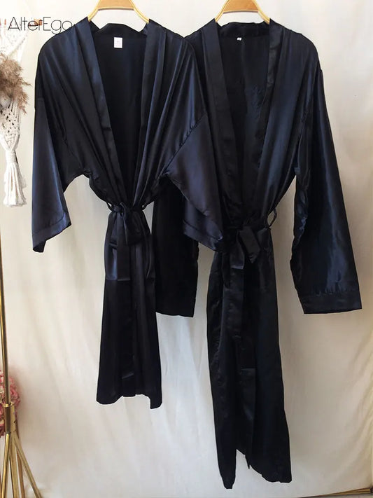 Customized Men's Bathrobe Silk Couple Set King and Queen Bath Robe Wifey and Hubby Robe Satin Valentine's Day Bathrobes Personal