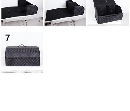 Car Trunk Organizer Box Large Capacity Auto Multiuse Tools Storage Bag Stowing Tidying Leather Folding For Emergency Storage Bo