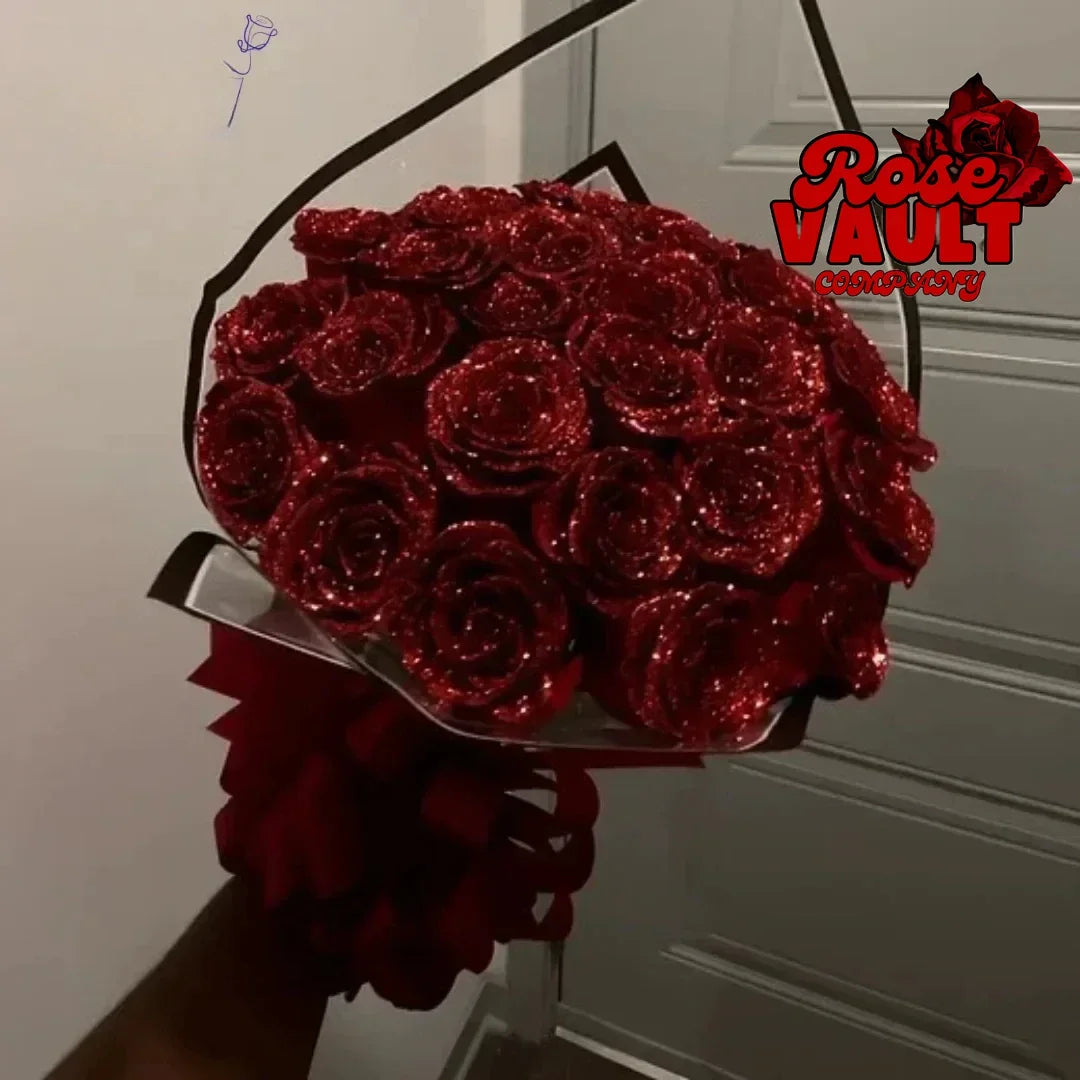 30/50 pcs 7/6 cm Glitter artificial flower rose Mother's/Valentine's Day girl friend wife DIY bouquet gifts for wedding Birthday