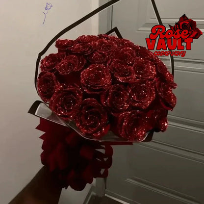 30/50 pcs 7/6 cm Glitter artificial flower rose Mother's/Valentine's Day girl friend wife DIY bouquet gifts for wedding Birthday