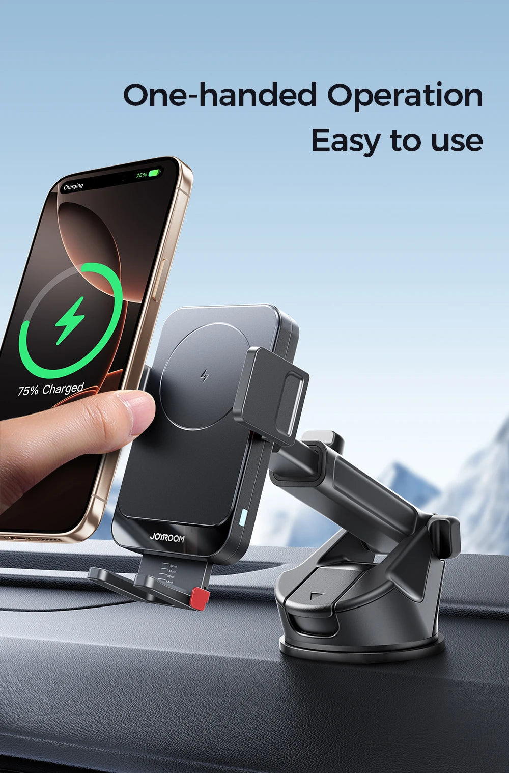 Joyroom Car Phone Holder 15W Wireless Charging Car Holder Charger 360° Rotation One-Hand Operation Car Phone Mount For  4.7-7''
