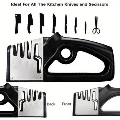Professional 4-in-1 Knife & Scissors Sharpener with Diamond Blades - Fast Sharpening, Ergonomic Handle, Portable for Kitchen