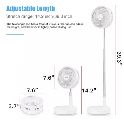 Portable Fan  Rechargeable Mini Folding Telescopic Floor Low Noise Summer Fan Cooling For Household Bedroom Office Deskto