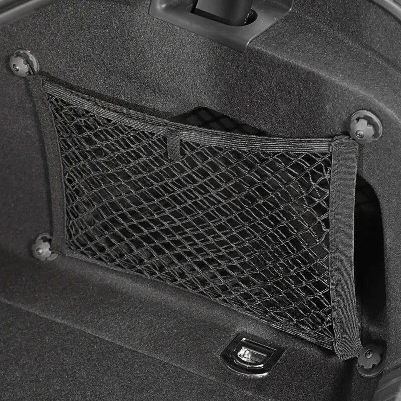 Car Back Rear Trunk Storage Net Elastic Car Interior Mesh Pocket Large Capacity Auto Stretch Wall Sticker Organizer Pouch Bag