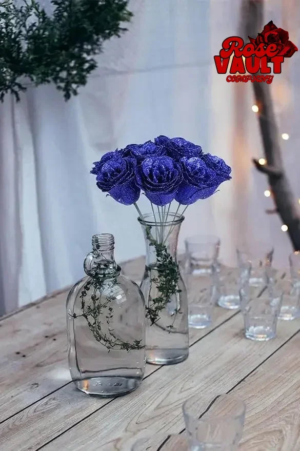30/50 pcs 7/6 cm Glitter artificial flower rose Mother's/Valentine's Day girl friend wife DIY bouquet gifts for wedding Birthday