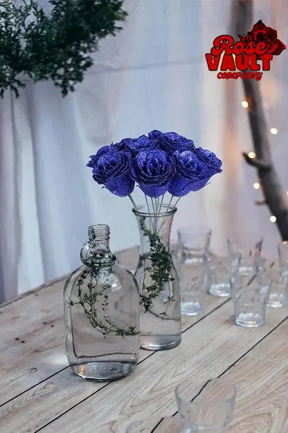 30/50 pcs 7/6 cm Glitter artificial flower rose Mother's/Valentine's Day girl friend wife DIY bouquet gifts for wedding Birthday