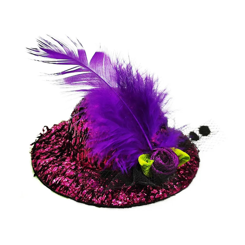 Chicken Hats For Hens Feather Top Hat With Adjustable Elastic Chin Strap Mini Hat Chicken Helmets Accessories Rooster Duck