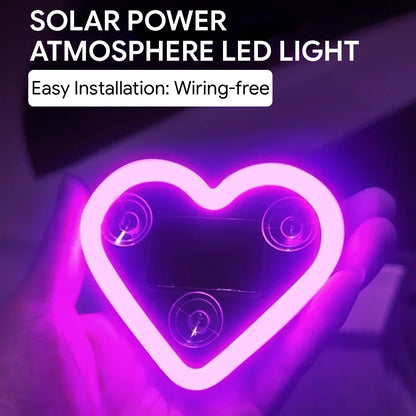Heart Shape LED Light Solar-Powered Accent Ambient USB Charge Valentines Day Christmas New Year Gift Idea Car Interior Decor