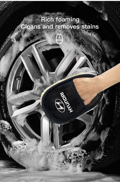 1Pcs Car Wash Glove Wool Soft Cleaning Brush Tools For Hyundai IONIQ Sonata Elantra Grandeur i20 i10 SantaFe i30 Palisade Bayon