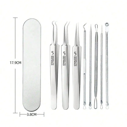 8pcs Acne, Blackhead, Dark Spot, Pimple Remover Tool Set, Skin Care Beauty, Pore Cleansing Kit