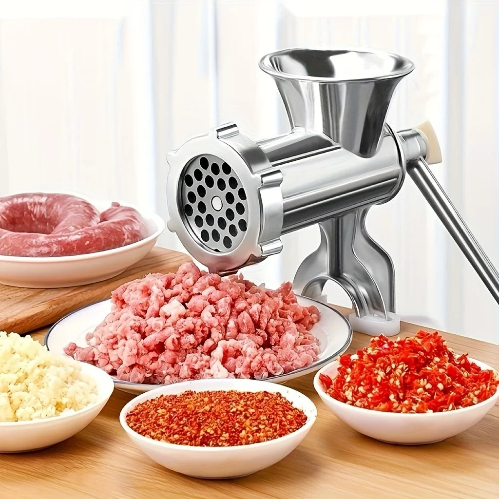 Manual Meat Grinder for Vegetables & Meat,Non-Electric Food Processor,Stainless Steel with Table Clip.Multipurpose Kitchen Tool.