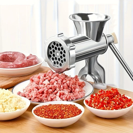 Manual Meat Grinder for Vegetables & Meat,Non-Electric Food Processor,Stainless Steel with Table Clip.Multipurpose Kitchen Tool.