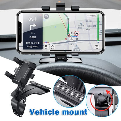 Phone Mount for Car Dashboard, 1080 Degree Rotation Dashboard Cell Phone Holder, [Multi-Angles] Universal Car Phone Clip Holder