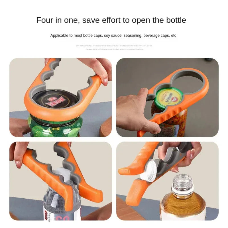4 in 1, 1pc Non-Slip Grip Multi-Purpose Can Opener for Beer Bottles and Home Kitchen Use