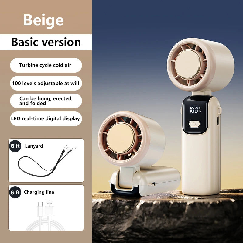Ice Cooling Handheld Fan High speed  multiple gears Turbo Portable USB Desk Fan Foldable/Hangable Fast Chill Ice Compress