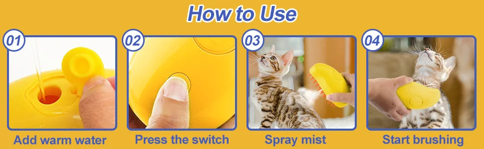 Cat Steam Brush 3 in 1 Dog Steamy Brush Cleanser Silicone Massage Grooming Comb Pet Hair Cleaning Misting Comb for Cats Dogs