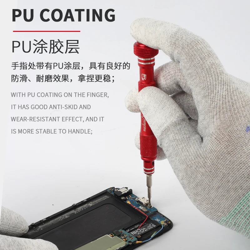 MECHANIC AS02 Carbon Fiber Anti-static Gloves Elasticity Non-Slip PU Coating Layer Protective Glove Electronic Repair Hand Tools