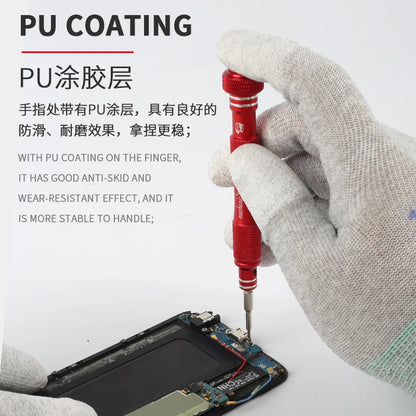 MECHANIC AS02 Carbon Fiber Anti-static Gloves Elasticity Non-Slip PU Coating Layer Protective Glove Electronic Repair Hand Tools