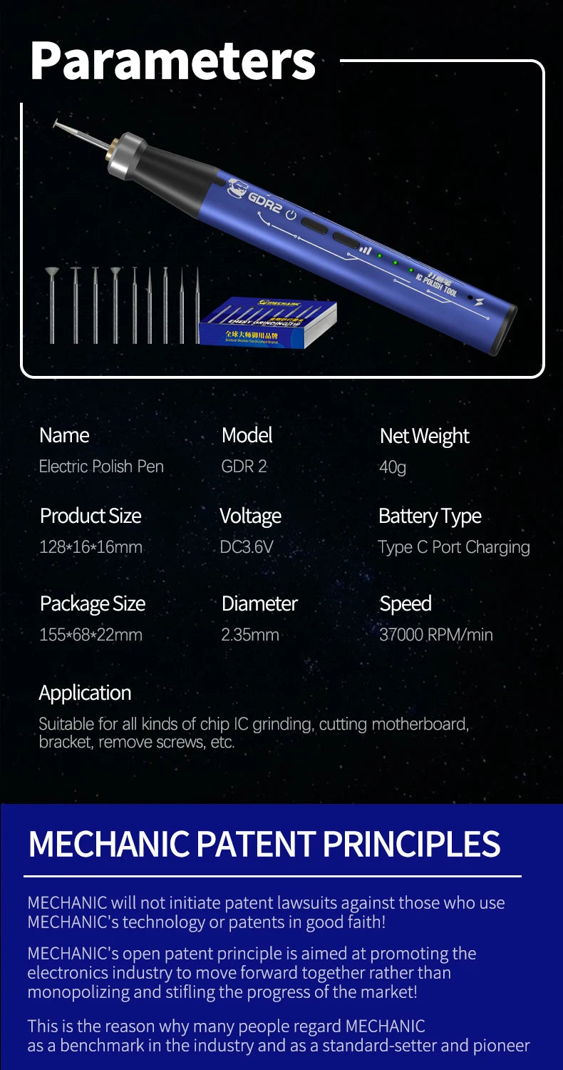 【MECHANIC】  Multi-function Electric Polishing Pen for Mobile Phone Repair Motherboard PCB IC CPU Cutting Polishing Pen Tool