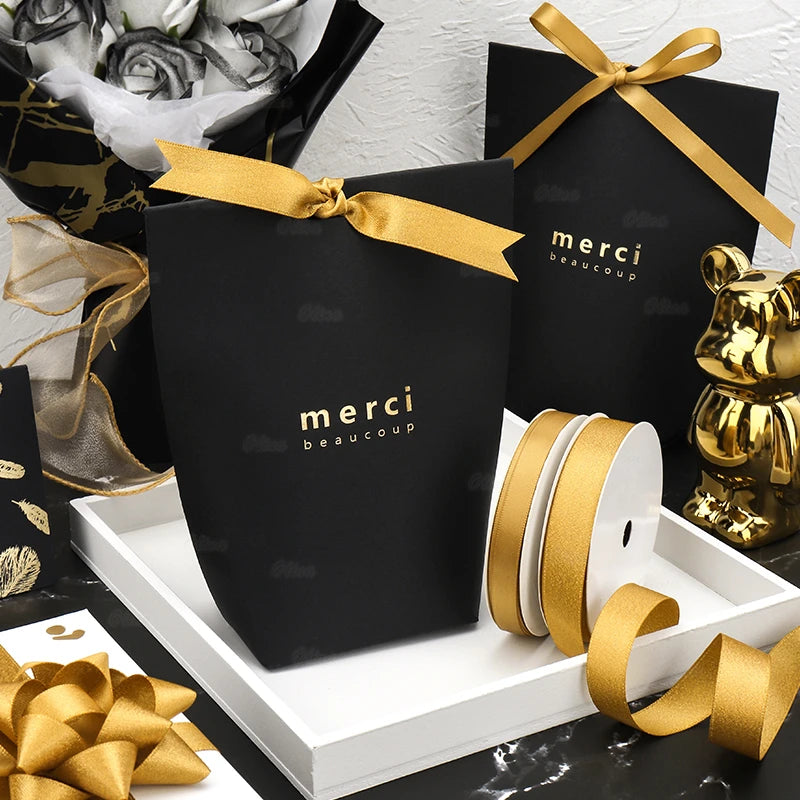 Gold Series Ribbon Birthday Happy Cake Baking Gift Decoration Flower Bundle Packaging Valentine's Day Wedding Party