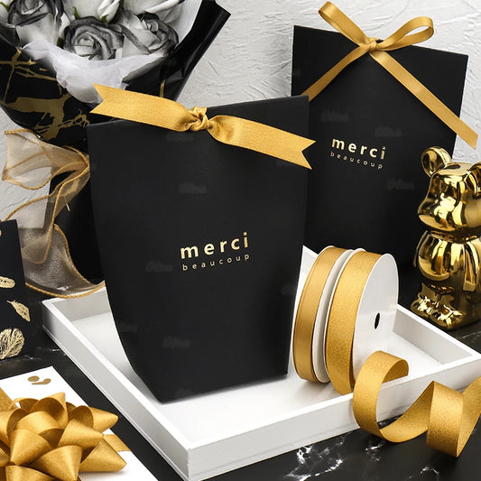 Gold Series Ribbon Birthday Happy Cake Baking Gift Decoration Flower Bundle Packaging Valentine's Day Wedding Party