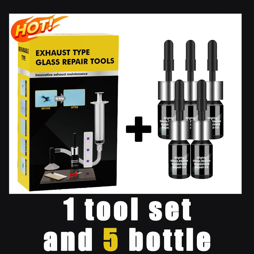 Car Glass Repair Kit - Removes Scratches, Fixes Windscreen Cracks for Cars/Trucks/Motorcycles, Auto Glass Recovery Set