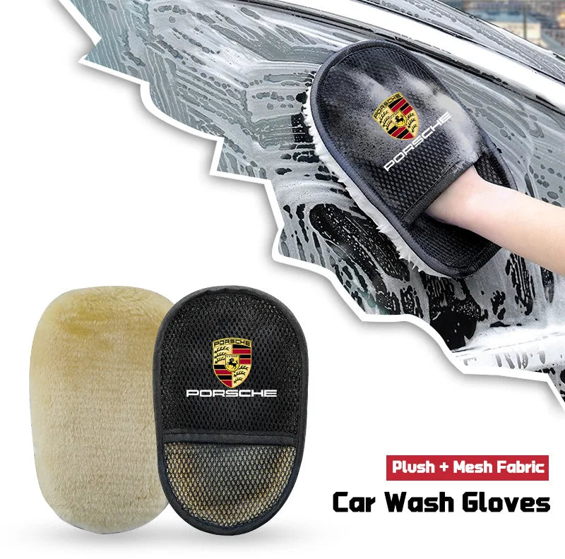 Interior Stickers Fot Porsche 1pc Car Wash Wool Gloves Velvet Thickened With Cashmere Wool Wipe Car Gloves For Porsche Cayenne P