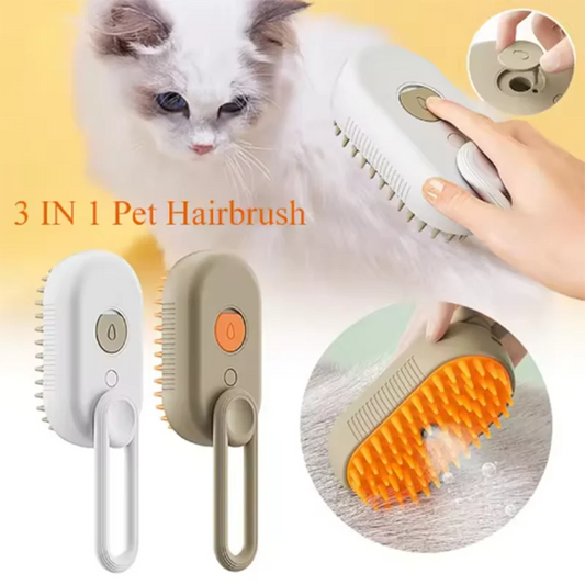 Steamy Dog Brush Electric Spray Cat Hair Brush 3 in1 Dog Steamer Brush for Massage Pet Grooming Removing Tangled and Loose Hair