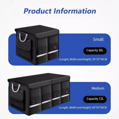 Heavy-Duty 72L Trunk Organizer for Car Large-Capacity Foladable Storage Box High-Density Oxford Cloth Waterproof Car Organizer