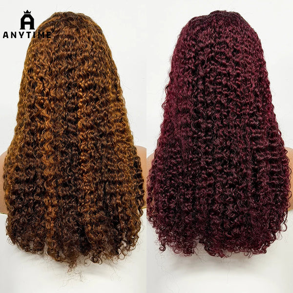 24 inch Full Water Wave Human Hair Wig 100% Human Hair 300% Density 13x4 Lace Frontal Front Curly Human Hair Wig for Black Women