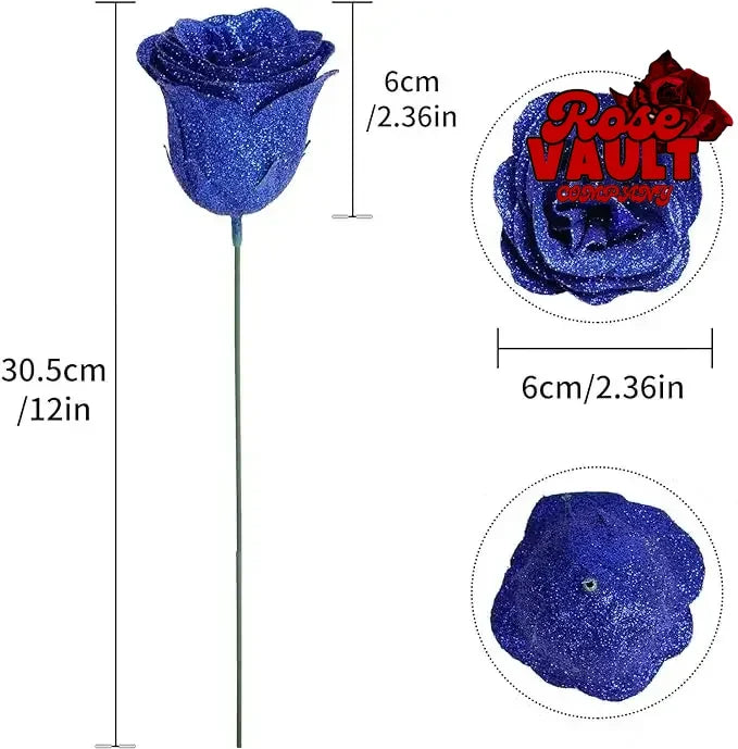 30/50 pcs 7/6 cm Glitter artificial flower rose Mother's/Valentine's Day girl friend wife DIY bouquet gifts for wedding Birthday