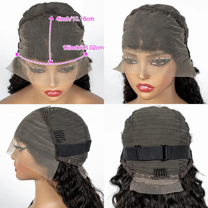 300% Density Ombre 30 Inches Water Wave Wavy Curly Human Hair Wigs 13x4 Transparent Lace Frontal Human Hair Wig for Women