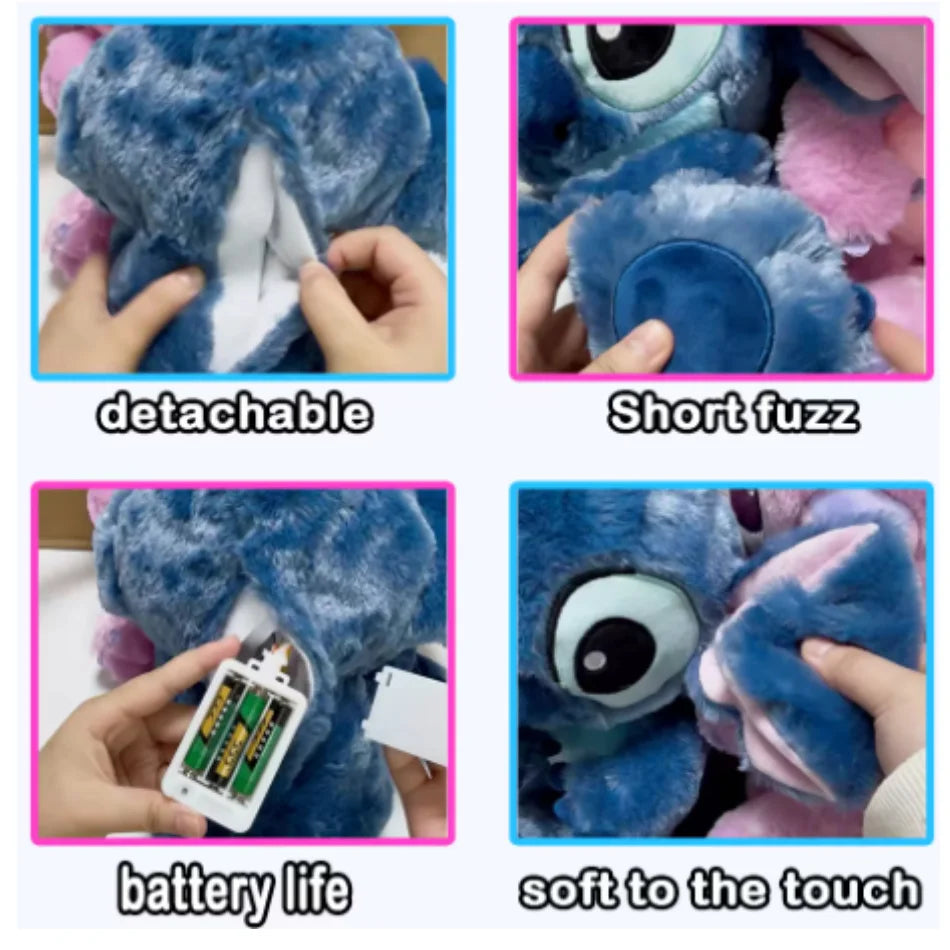 Hot Comfortable Stitch Breathing Companions Soothing Sleeping Plush Doll Girl Soothing Music Luminous sleeping Toy Room Ornament