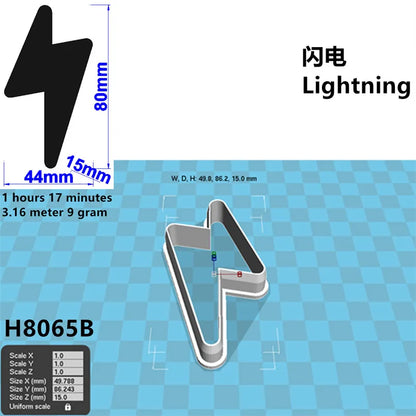 Four Specifications Cartoon Nature Graphics Super Lightning,Plastic Mold,Cake Fondant Tools,Cookie Sushi and Fruits Cutters