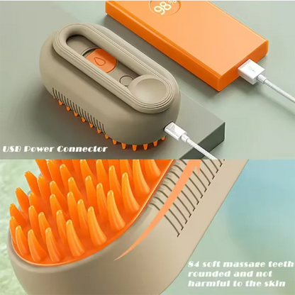 Steamy Dog Brush Electric Spray Cat Hair Brush 3 in1 Dog Steamer Brush for Massage Pet Grooming Removing Tangled and Loose Hair