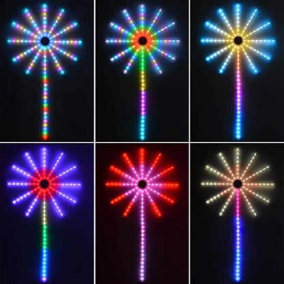 Bluetooth Fireworks Light, USB LED String Light,RGBIC Fairy Lights Garland for Outdoor Garden Bedroom Christmas New Year Decor