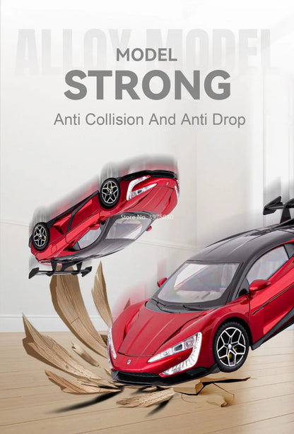 1:24 BYD YANGWANG U9 Models Toys Cars Alloy Diecast Wheel Pull Back Miniature Vehicles Doors Opened Car Birthday Gifts for Kids