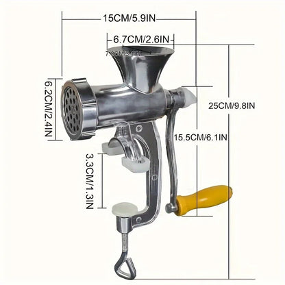 Manual Meat Grinder for Vegetables & Meat,Non-Electric Food Processor,Stainless Steel with Table Clip.Multipurpose Kitchen Tool.