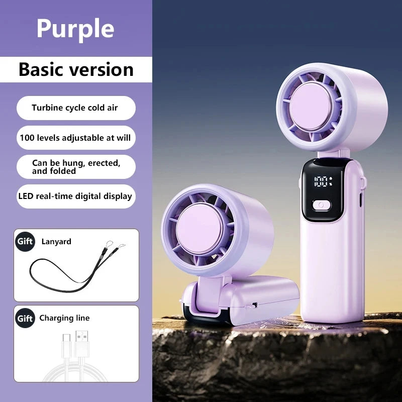 Ice Cooling Handheld Fan High speed  multiple gears Turbo Portable USB Desk Fan Foldable/Hangable Fast Chill Ice Compress