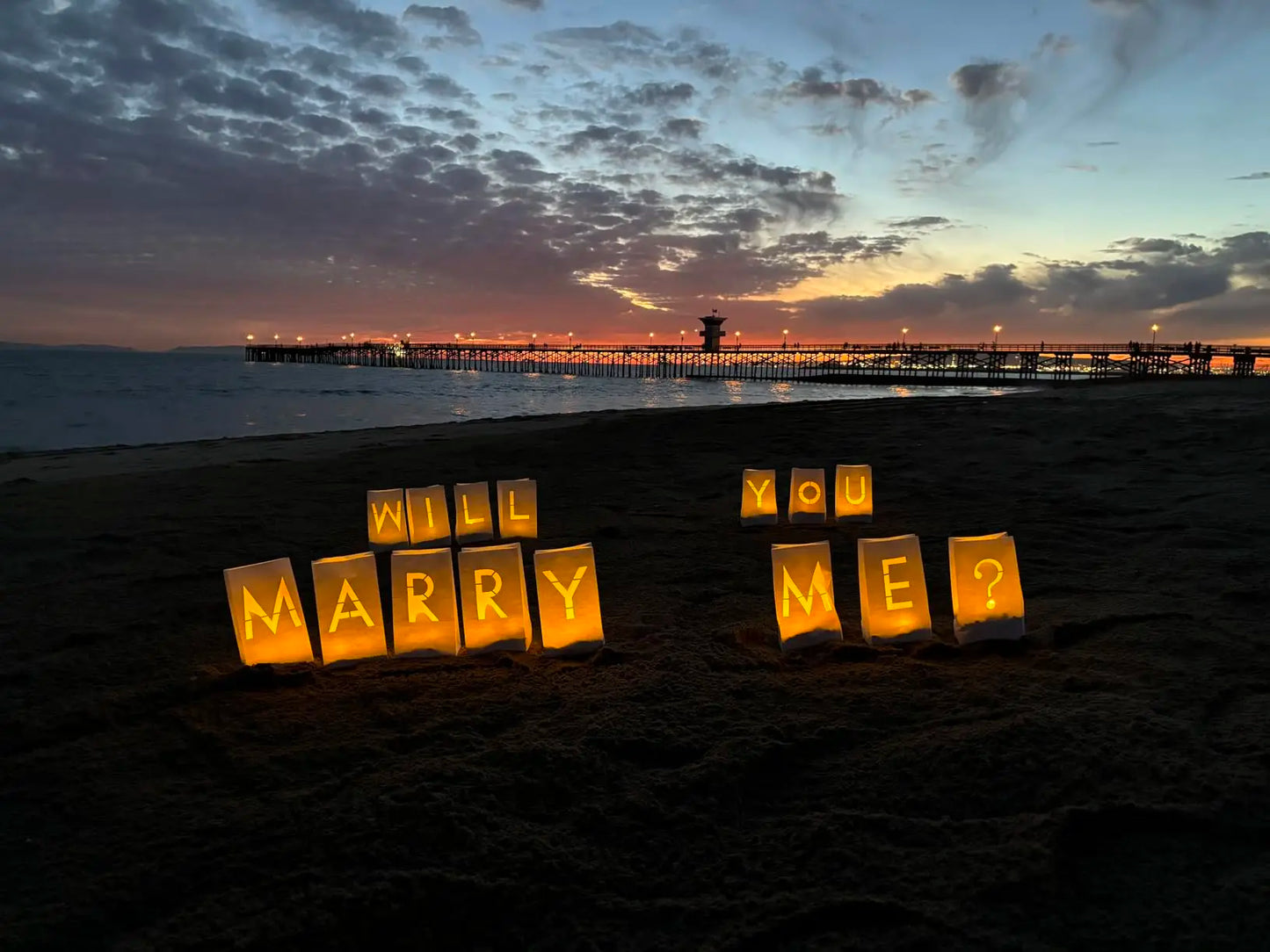 Will You Marry Me Proposal Decor Luminary Paper Bag Heart Candle Rose Petals Wedding Birthday Anniversary Valentines Gifts