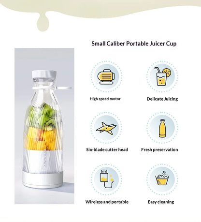 Portable Mini Juicer USB Rechargeable 6 Blades Handheld Fruit Blender Multifunctional Juice Maker for Smoothie Milkshake