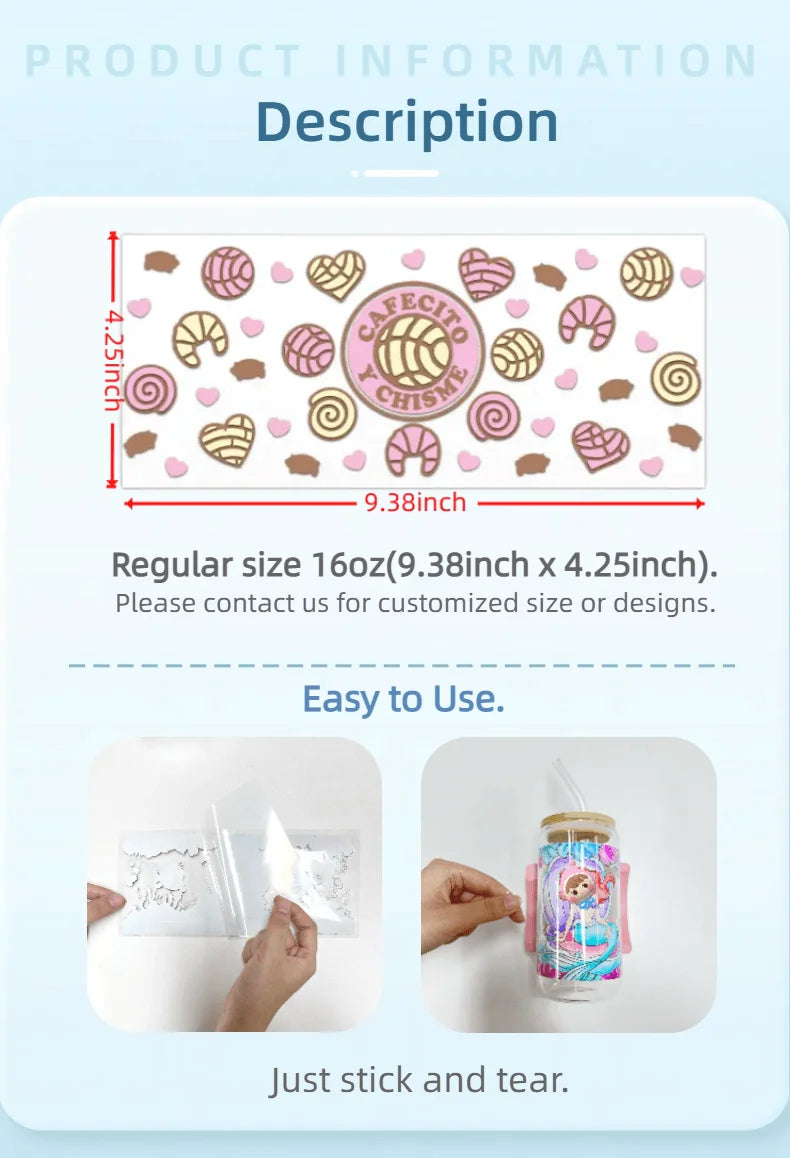 Valentine's Day Stitch 16oz UV DTF Cup Wrap Libbey Glass Can Tumbler UV Wrap Transfer Sticker Waterproof Adhesive Without Cup