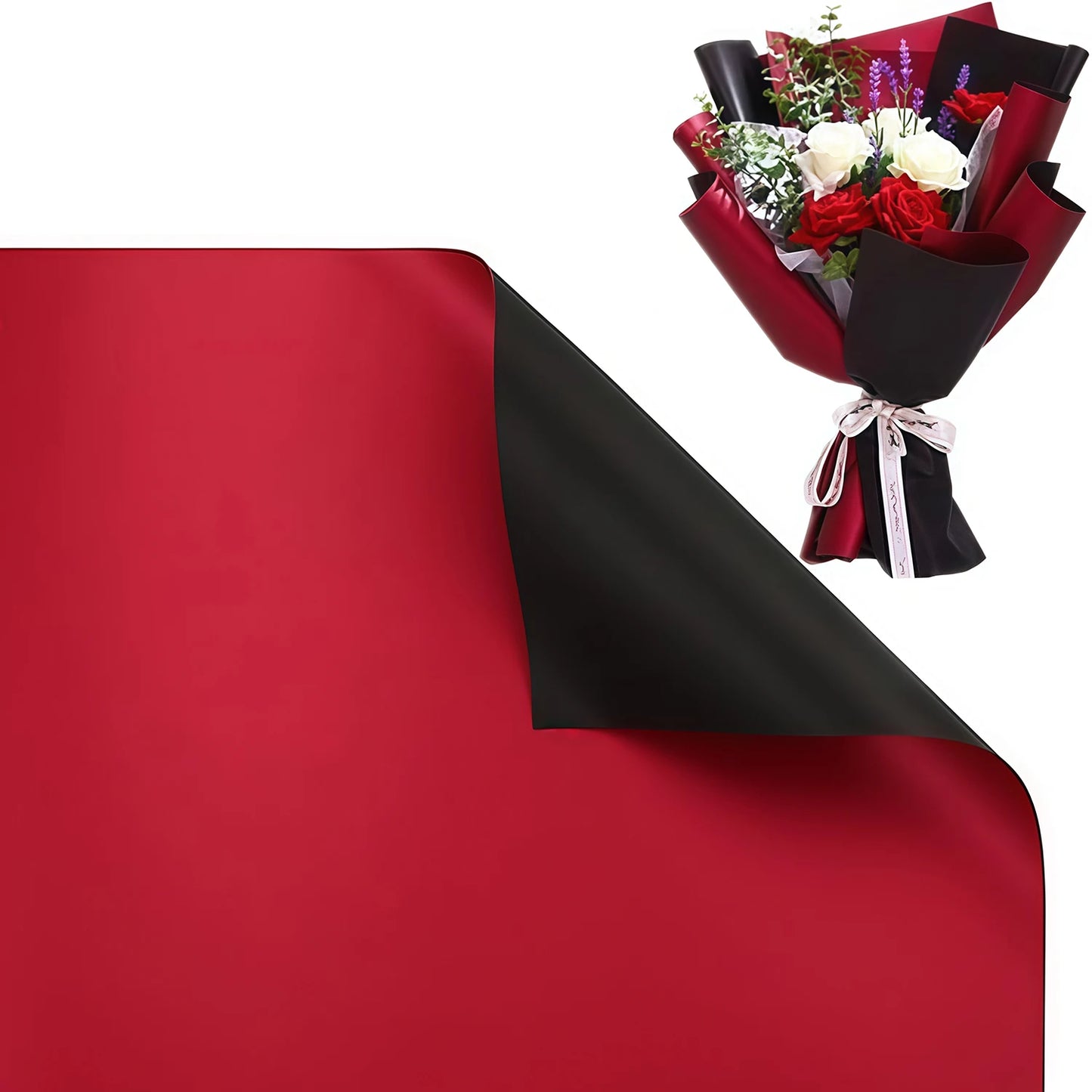 20 PCS Double Sided Colors Flower Wrapping Paper Waterproof Valentine's Day Bouquet DIY Wrapping Paper Florist Supplies