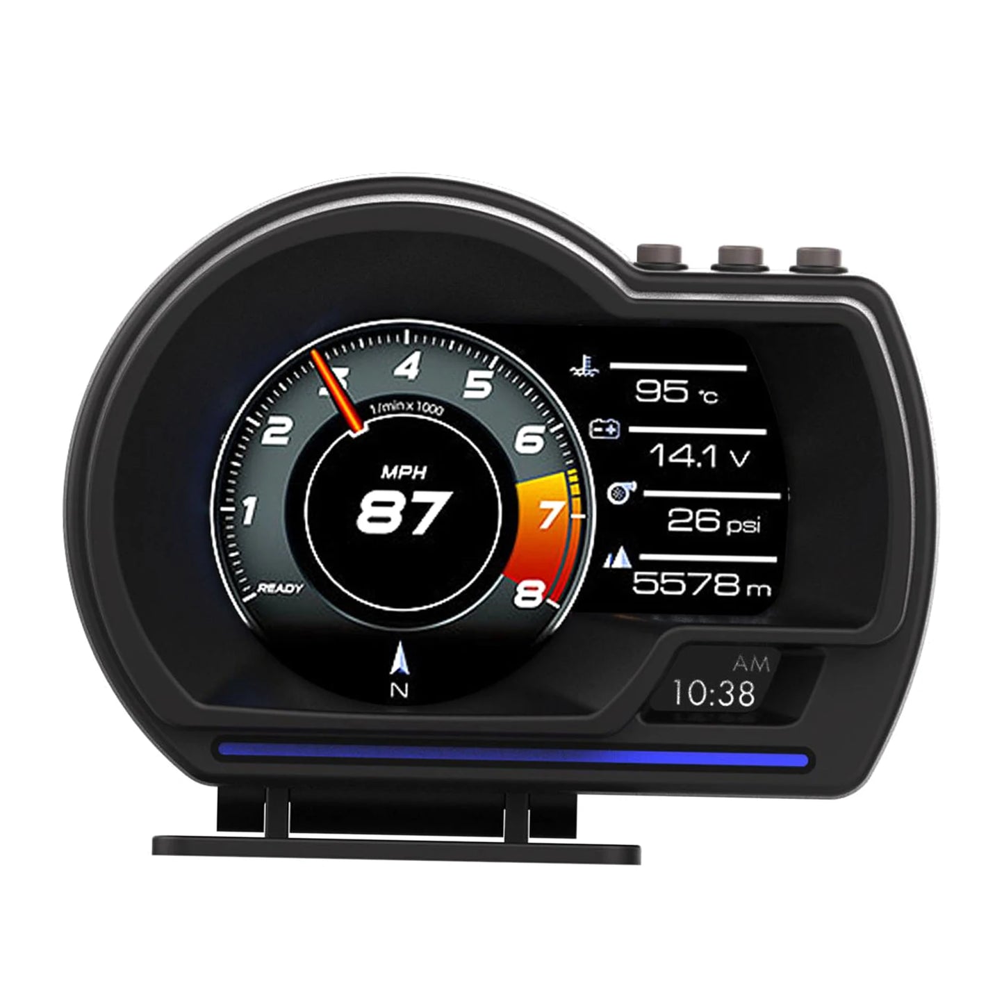 Car Head up Display, OBDⅡ+GPS Smart Gauge High Definition Speedometer Car Diagnostic Tool OBD Fault Code Elimination