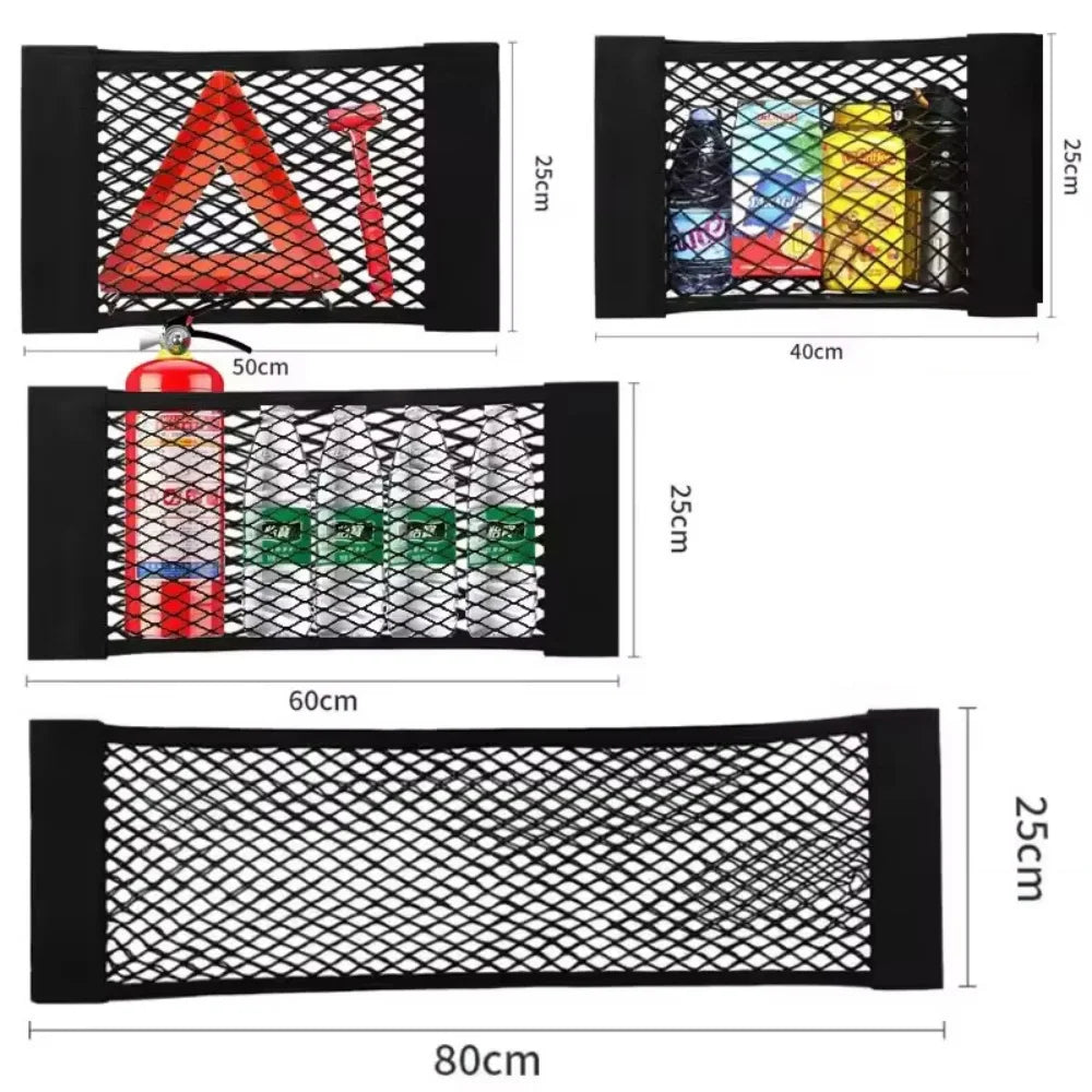 Fire Extinguisher 4Pcs/Set Car Storage Bag Double Mesh Trunk Storage Net, Caravan Must-Haves Car Built-In Storage Bag, Car Fixed