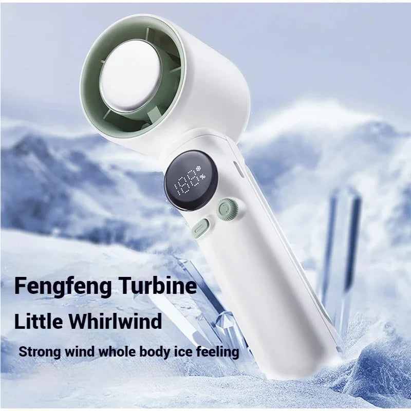 Iceable Electric Fan Portable Handheld Fan with Ice Cooler Adjustable Speed Fan USB Rechargeable Fan for Outdoor Camping Office