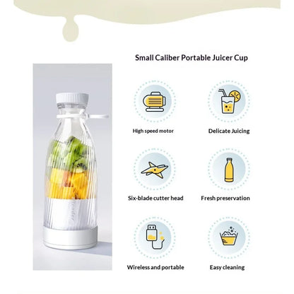 Portable Mini Juicer USB Rechargeable 6 Blades Handheld Fruit Blender Multifunctional Juice Maker for Smoothie Milkshake