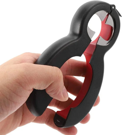 LMETJMA Multifunctional  6 in 1 Can Opener Simple Beer Bottle Opener Jar Gripper Can Beer Lid Twist Off Opener JT05